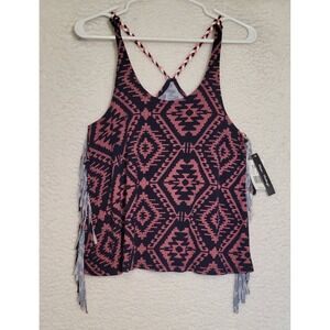Mason + Mackenzie Womens Halter Top Size M NEW NWT Geometric Boho Fringe 1693